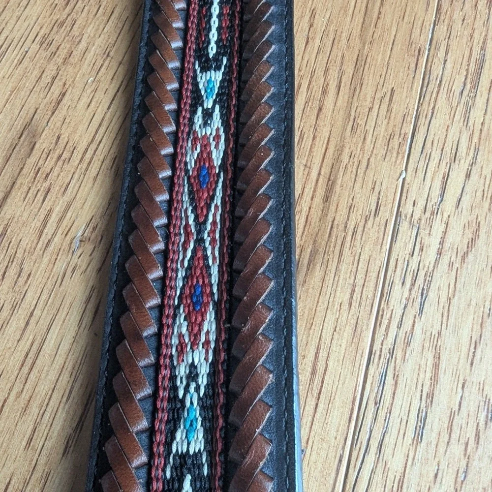 Tony Lama Belt Black Woven Southwestern Braided Leather Mens 36 Equestrian